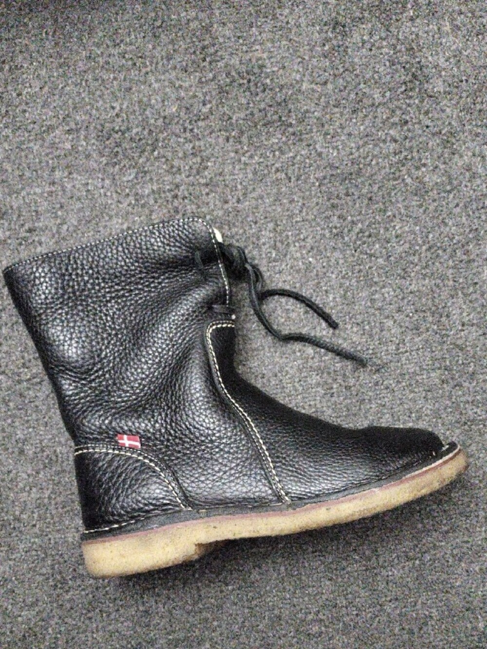 Duckfeet ARHUS Women Black Pebble Leather Sheep Wool Lined Short Boots